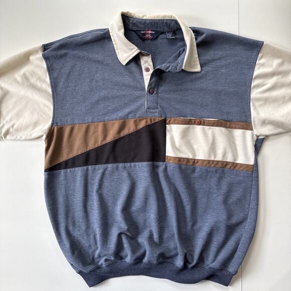Vintage Safe Harbor Colorblock Polo Shirt Blue Retro Grandpacore XXL (Fits XL) - Picture 9 of 12